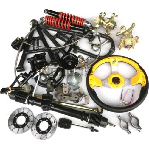 Go Kart Karting UTV Buddy Flange Steering Rack Box Knuckles Front Shock Absorbers ATV Swingarms With Steering Wheel