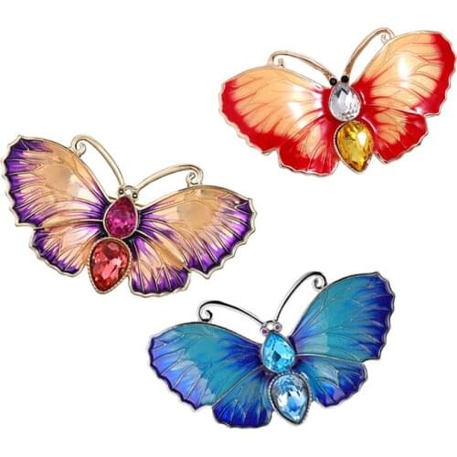 SHARPPIN Crystal Butterfly Brooch Women Enamel Pin Scarf Clip Jewelry Party Clothing Accessories Gifts