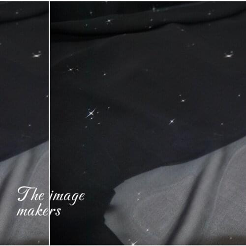 LEO&LIN Large Wide Shiny Dark Dark Blue Black Silk Georgette Chiffon Clothing Fabric DIY Patchwork Tissue