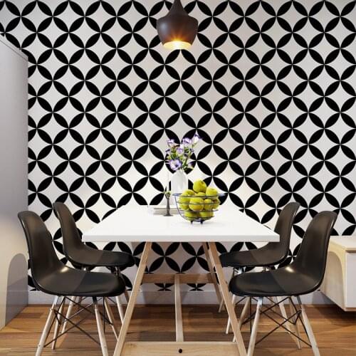 Modern Fashion Geometric Black And White Texture Living Room Wallpaper Home Decoration New Nordic Circle Gird Wall Paper Roll