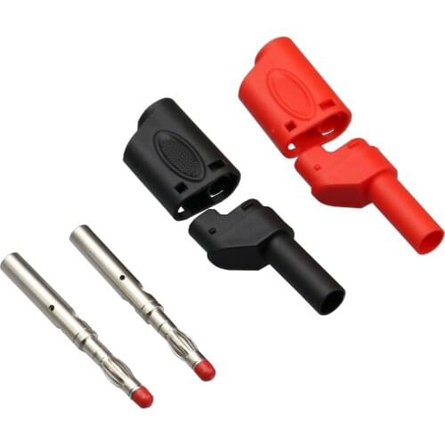 5Pair Red and Black Safe Type Assembled Stackable Wire Soldered Male Banana Plug Connector