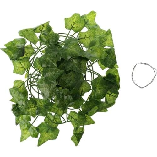 Reptile Terrarium Box Artificial Vine Decoration Lizard Green Leaves Fake Plants