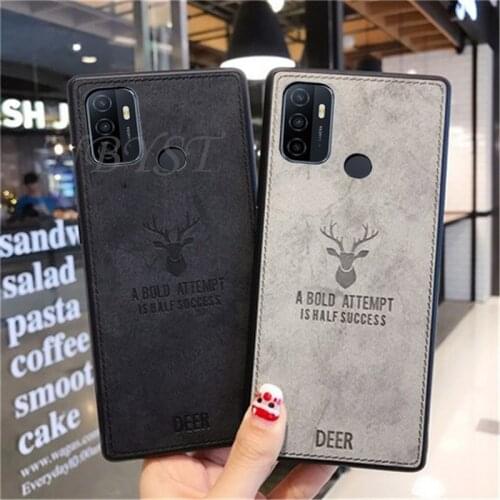Deer Fabric Texture Case For OPPO A15 A5 A9 A53S A52 A72 A92 A91 A33 2020 Realme C20 C15 C11 5 6 Find X3 Pro NEO Lite Back Cover