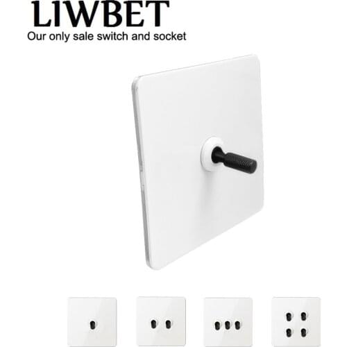 LIWBET White Color 1 Gang / 2 Gang / 3 Gang / 4 Gang Light Switch And Stainless Steel Panel 2 Way Wall Switch With Black Toggle