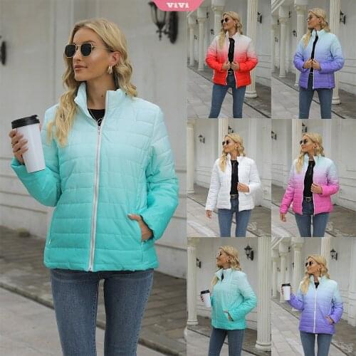 Winter Womens Padded Jacket 2021 Thick Warm Padded Jacket Fashion Printed Pocket Coat Ladies Elegant Zipperwind Breaker