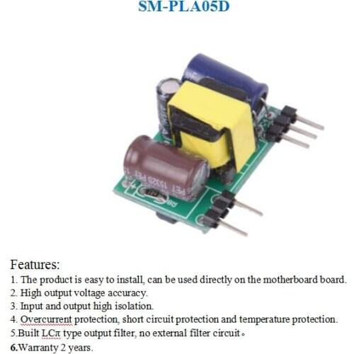 SANMIN 5W AC-DC 220 to 3.3V 5V 9V 12V 15V 24V Small Volume Isolated Switching Power 220V TO 24V5W Supply Module PLA05D X4421