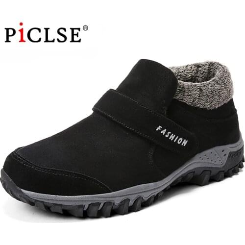 Warm winter boots Men shoes Russian style Ankle snow boots for men suede leather women boots with fur winter shoes men boots