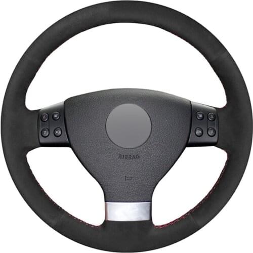 Black Faux Suede DIY Hand Sewing Car Steering Wheel Cover for Volkswagen Golf 5 Mk5 VW Passat B6 Jetta 5 Mk5 Tiguan 2007-2011