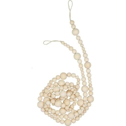 Craft Wooden Beads Hemp Rope Beaded Tassel Pendant European American Pastoral Style Home Decoration