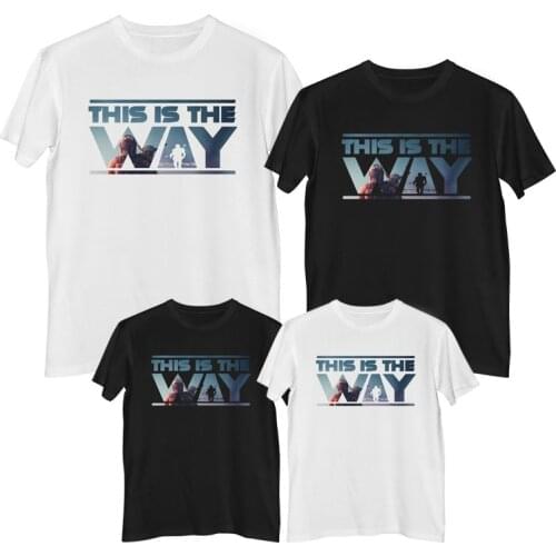 Disney Star Wars The Mandalorian T shirt Family Matching Outfits Daddy Mom Kids T-shirt Family Look Father Son Clothes