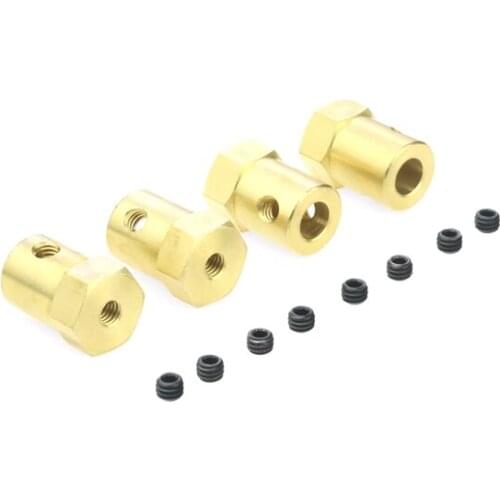For WPL B14 B16 C14 C24 MN D90 D91 MS RC Car Upgrade Parts 4PCS 5mm to 12mm Brass Combiner Wheel Hub Hex Adapter