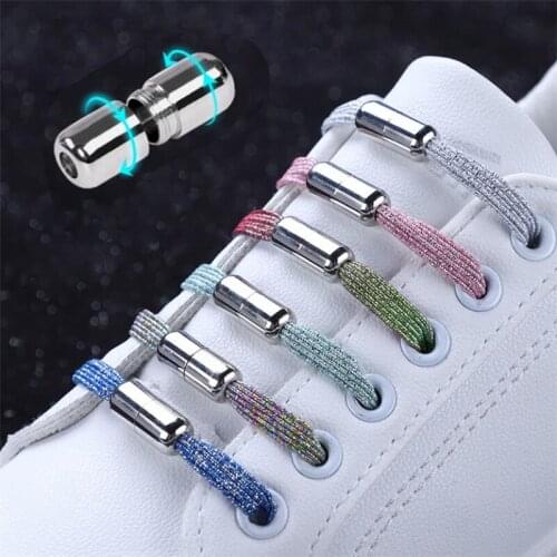 Elastic No Tie Shoelaces Colorful Flat Shoe laces Sneakers shoelace Metal Lock Lazy Laces for Kids Adult One size fits all shoes
