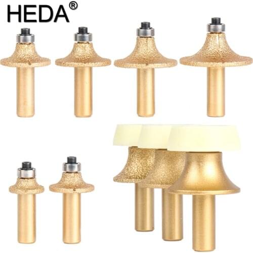 Fine-grained R5/R8/R10/R12/R15/R18 Vacuum Brazed Diamond Router Bit With 1/2" Round Shank For Stone Router Cutter Granite Marble