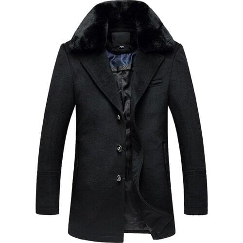 Good Quality Removable Fur Collar Casual Jacket Trench Men