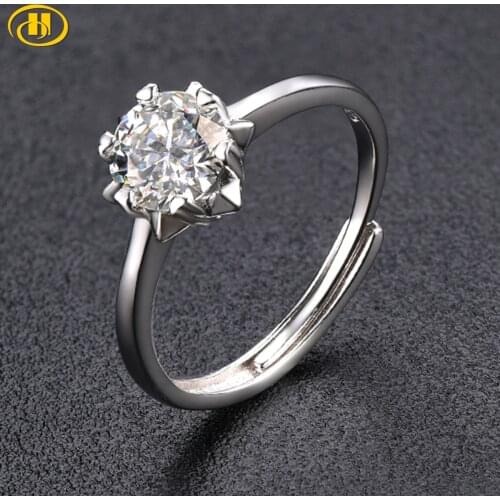 Hutang 100% 925 Silver Ring 1 Carat White Moissanite Rings Classic Style Asterism Fine Jewelry for Girlfriend‘s Birthday Gift