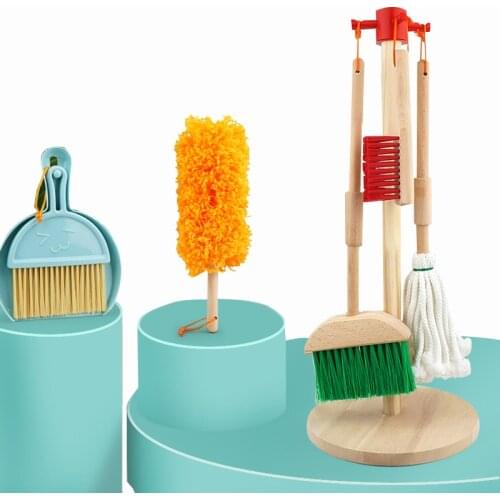 2021 New Roles Play Toy Childrens Cleaning Tools Baby Early Educational Toy Set Mop Broom Dustpan Dirt Catcher Brush
