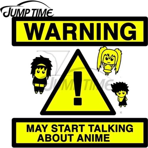 JumpTime 13 x 11.5 cm warning May Start Talking about Anime Motorcycle Car Decals Bumper Window Stickers Waterproof Decoration