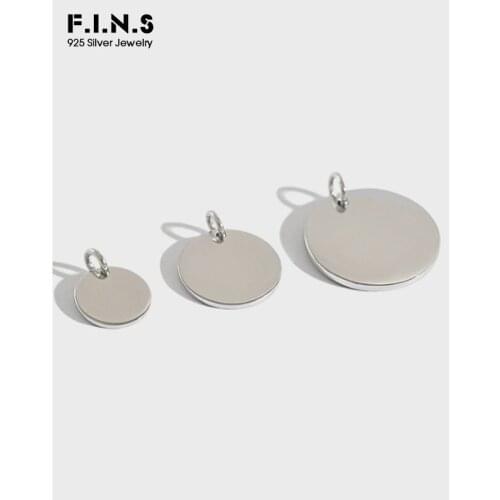 F.I.N.S Authentic S925 Sterling Silver Korean Minimalist Geometric Smooth Three Sizes Circular Round Coin Pendant without Chain