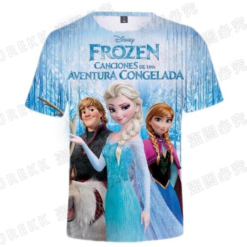 2021 Summer Disney Anime Frozen 3D Print T shirt Men Women Children Fashion Streetwear Boy Girl Kids Short Sleeve Cool Tops Tee