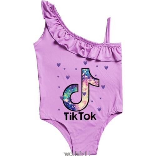 Cute Tik Tok Little Girls' Hollow Swimwear One Piece Swimsuit Childrens Swimwear Kids Beach Sport Bathing Suit Swimming Suit