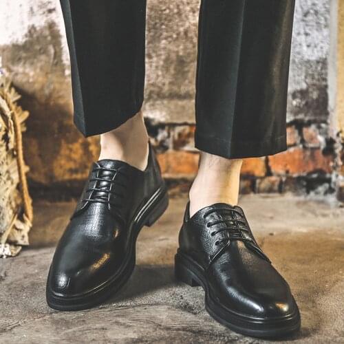 New Business Shoes Menshoes Outdoor Leather Shoes Slip on Lace Up Men Work Shoes Hard-Wearing Damping Low Mens Shoes 38-44