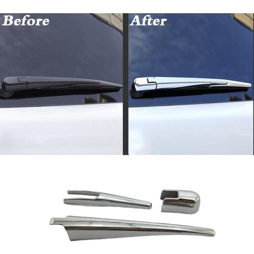 For Nissan Terra 2018 2019 2020 Car ABS Chrome Rear Back Stick Glass Wiper Wash Nozzle Frame Trim Tail Window Accessory 3pcs