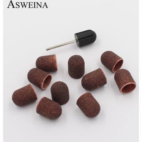 ASWEINA 13*19mm Rubber Mandrel Grip 10pcs Sanding Bands Block Caps Nail Drill Accessories Electric Manicure Pedicure Tools