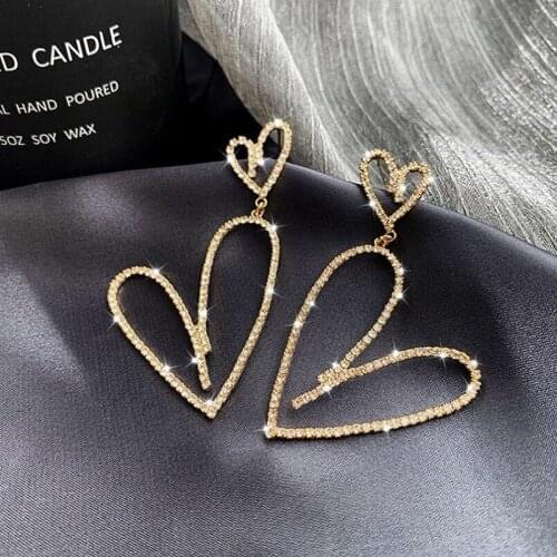 New Arrival Metal Hyperbole Round crystal earing Women Dangle Earrings Fashion Female Korean Simple Jewelry Circle Earrings