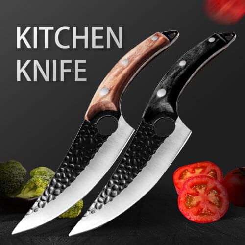 Butcher Knife 5.5" Forged Boning Knife Stainless Steel Kitchen Knife for Meat Bone Fish Fruit Vegetable Chef Knife Serbian Style