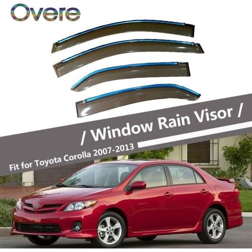 Overe 4Pcs/1Set Smoke Window Rain Visor For Toyota Corolla E140/E150 2007-2010 2011 2012 2013 Awnings Shelters Accessories