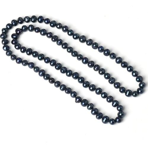 With a Charming Black sheen ADD Small and smooth CUSTOMIZATION beads 8-9 MM Freshwater BLACK Pearl Necklace