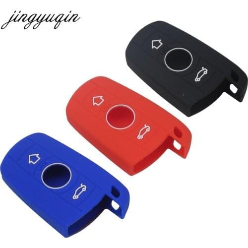 Jingyuqin Silicone Cover Holder fit for BMW 3 series 5 series X1 X3 X5 X6 e320i Smart Remote Key Case 3 Buttons