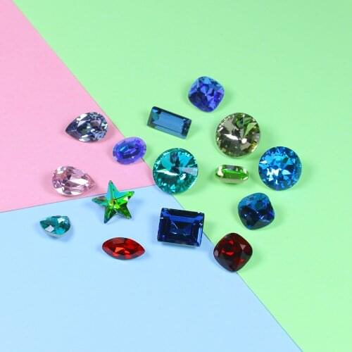 Random mix color 3-10mm strass rhinestone crystals glass nails art rhinestone applique pointback nail art decorations needlework