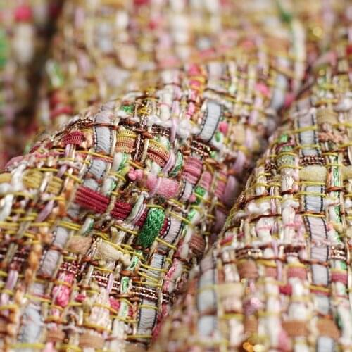 White waxberry Italy Pink Green Tweed Fabric Garment Material Women Jacket Dress Coat Sewing Cloth Tailor Textile Freeshipping