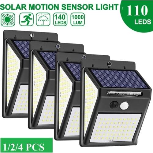 100 LEDs Solar Light Outdoors PIR Motion Sensor Wall Lamp Outdoor Solar Lamp Waterproof Light For LED Exterior Garden Decoration