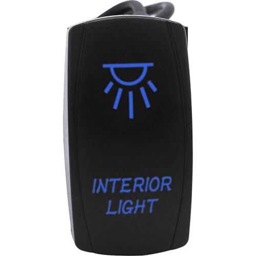 Universal LED Blue INTERIOR LIGHT Rocker Switch with Wires 5-Pin 12V 20 Amp for Car