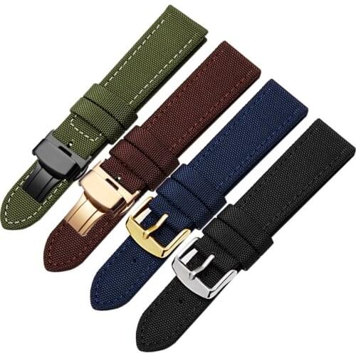 Waterproof sweat nylon watchband black brown green blue watch strap general brand men and women watches 18mm 20mm 22mm