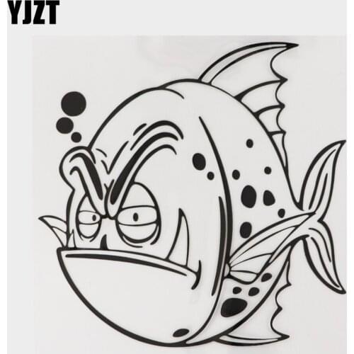 YJZT 15.5CM×15.2CM Personality Tooth Ferocious Fish Decal Vinyl Car Stickers 13D-1292