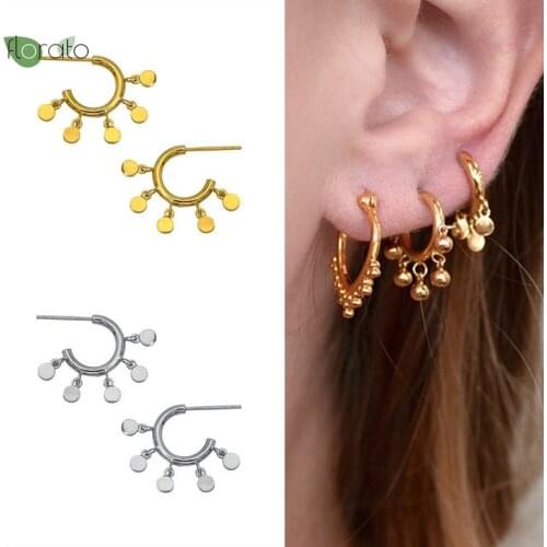 YUXINTOME 925 Silver Ear Needle Bohemian Tassel Stud Earrings for Women Coin Accessories Pendant Earrings Wedding Fine Jewelry