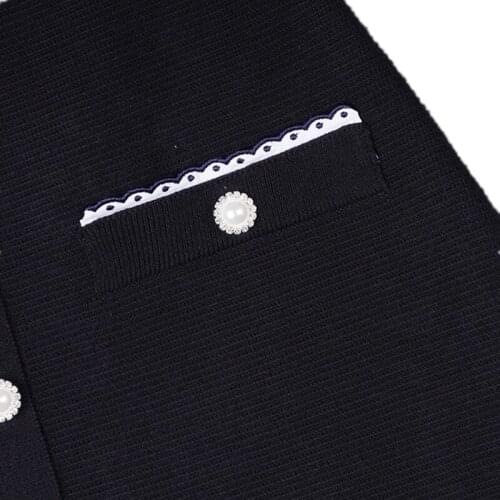 Women Skirt Summer A-Line Mini Solid Knitted Pearl Buttons Elegant High Street Chic Stunning Fashion Lady New M