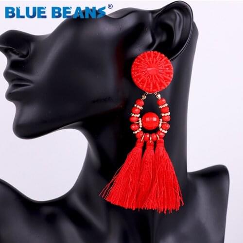 Women earrings accessories handmade jewelry long earring korean fashion bohemian christmas boho yellow statement tassel gold new