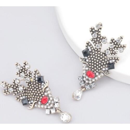 Find Me Creative Alloy Acrylic Earrings Imitation Pearl Elk Earrings For Women Fashion Jewelry Accessories