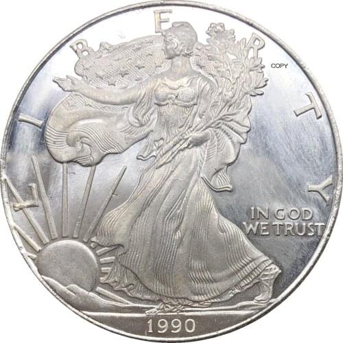 United States 1 Dollar American Silver Eagle Bullion Coin 1990 1990 S Plated Silver Commemorative Coin Copy coin