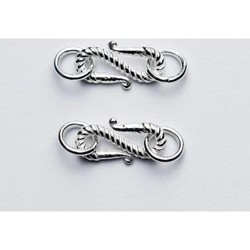 100% 925 Sterling Silver S Connection Clasps With Rings DIY Fine Jewelry Making 9x7mm High Quality Necklace Bracelet Clasp Hooks