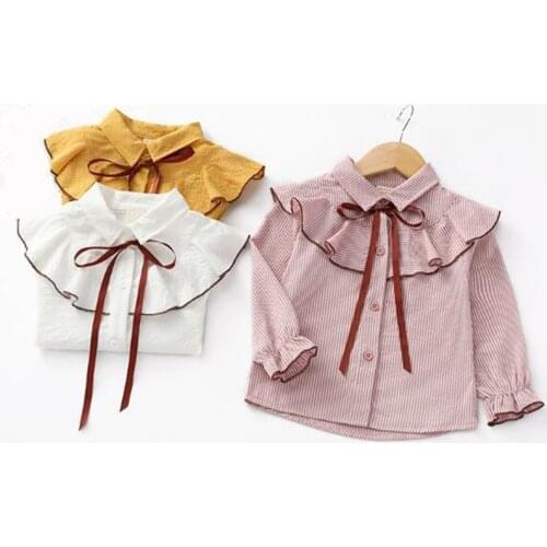 2020 Spring Autumn Cotton Baby Toddler Girls Blouse Striped Children Long Sleeve Clothes School Girl Shirt Kids Tops JW5186