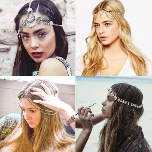 Boho vintage Draping Crystal Bride Hair Accesories Fashion Elegant Head Chain ethnic Hair Jewelry Wedding Hairstyles Headpiece