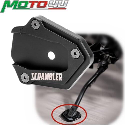 Aluminum Side Foot Kickstand Stand Extension Plate Modified Pad Plat Black For Ducati Scrambler 2014 2015 2016 2017 2018 2019