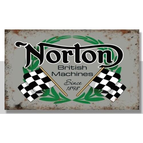 Norton British Racing Machines, Motorcycle, Metalic Large Metal Steel Wall Sign