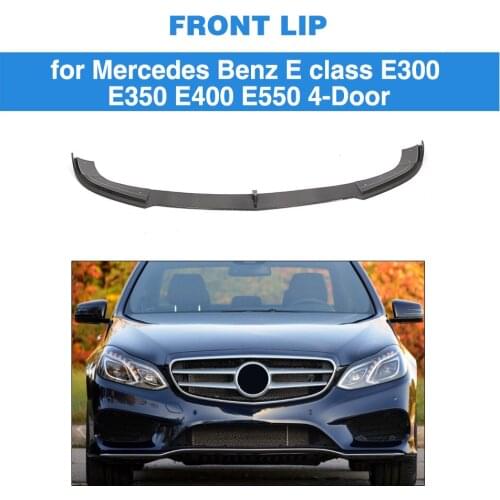 For Mercedes-Benz E Class E300 E350 E400 E550 4 Door Sedan Wagon 2013 - 2015 Front Bumper Lip Carbon Fiber