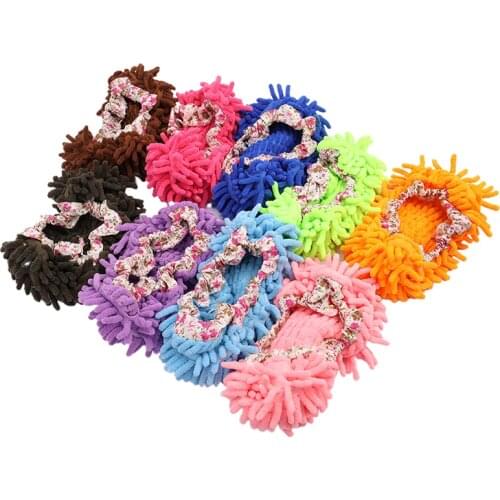 2PCS Home Floor Cleaning Slipper Chenille Shoes Covers Drag Mop Shoes Cover Mop Micro Velvet Shoes Clearn Cloth